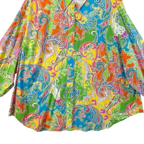 3x xxxl Lauren Ralph Lauren Multi Color Paisley Pattern Button Down Shirt cotton - Picture 3 of 16